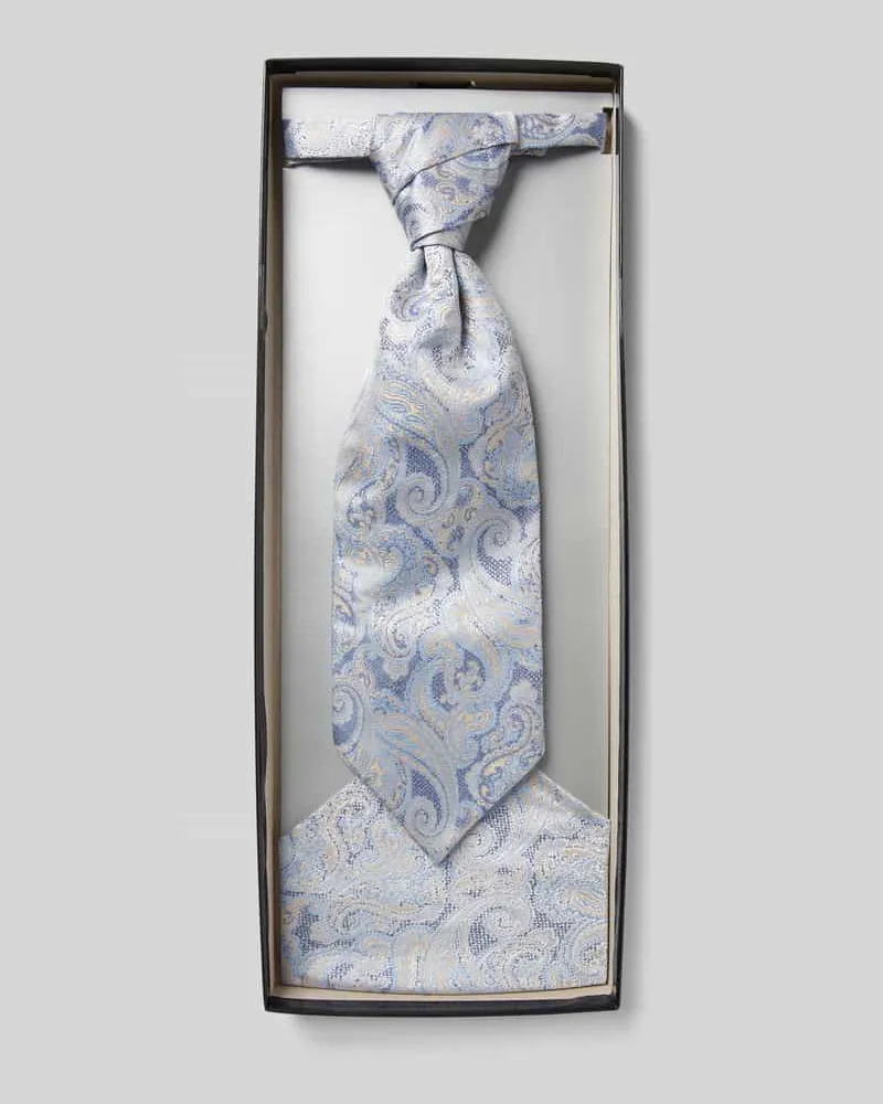 Wilvorst Set aus Krawatte und Einstecktuch Blau