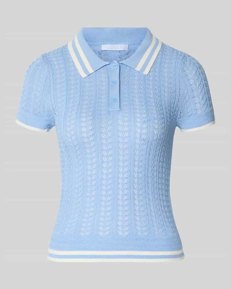 Guess Strickshirt aus Viskose-Mix mit Polokragen Bleu