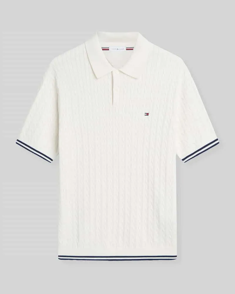 Tommy Hilfiger Regular Fit Poloshirt aus reiner Baumwolle Offwhite
