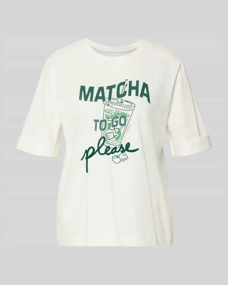 Marc Cain Slim Fit T-Shirt mit Motiv-Print Offwhite