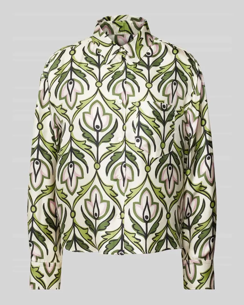 Max Mara Regular Fit Seidenbluse mit Umlegekragen Modell 'ENFASI Gruen
