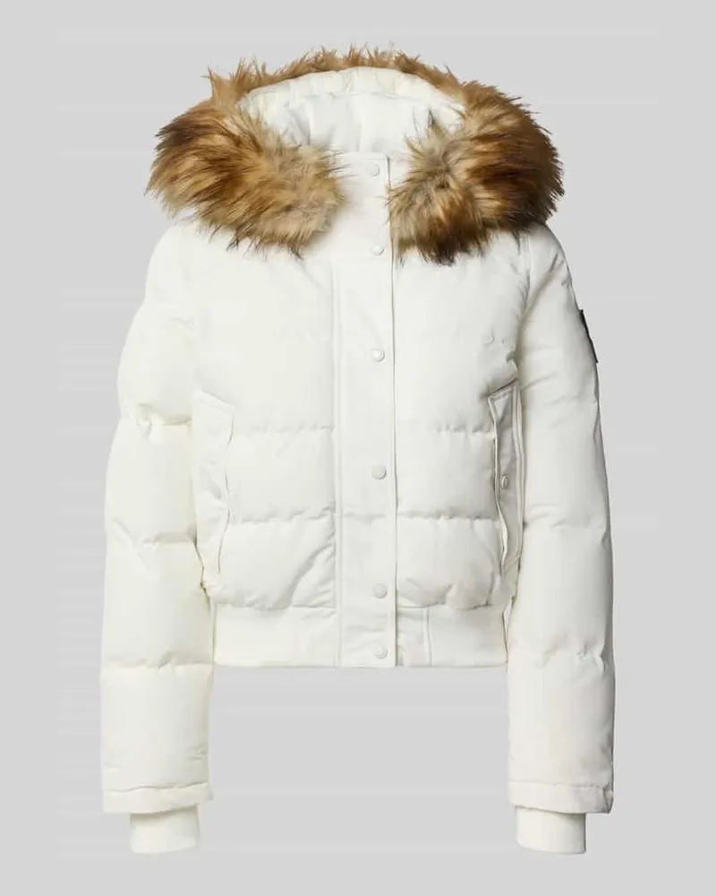 Superdry. Steppjacke mit Kapuze und Kunstfell Modell 'EVEREST BOMBER Offwhite
