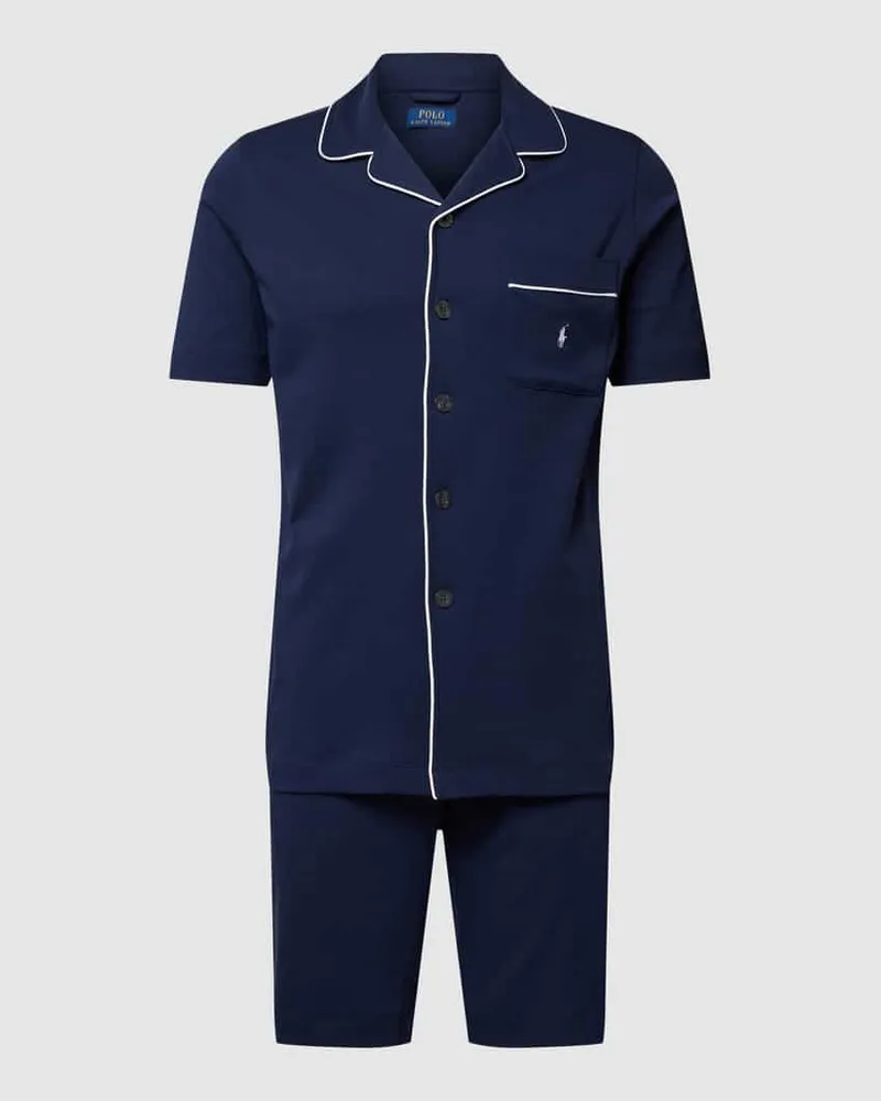 Ralph Lauren Pyjama mit Reverskragen Modell 'JERSEY PIPING Marine