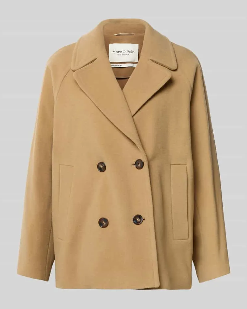 Marc O'Polo Regular Fit Wolljacke mit doppelreihiger Knopfleiste Hellbraun