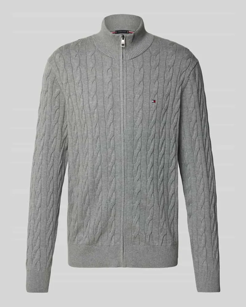 Tommy Hilfiger Regular Fit Strickjacke aus reiner Baumwolle Hellgrau
