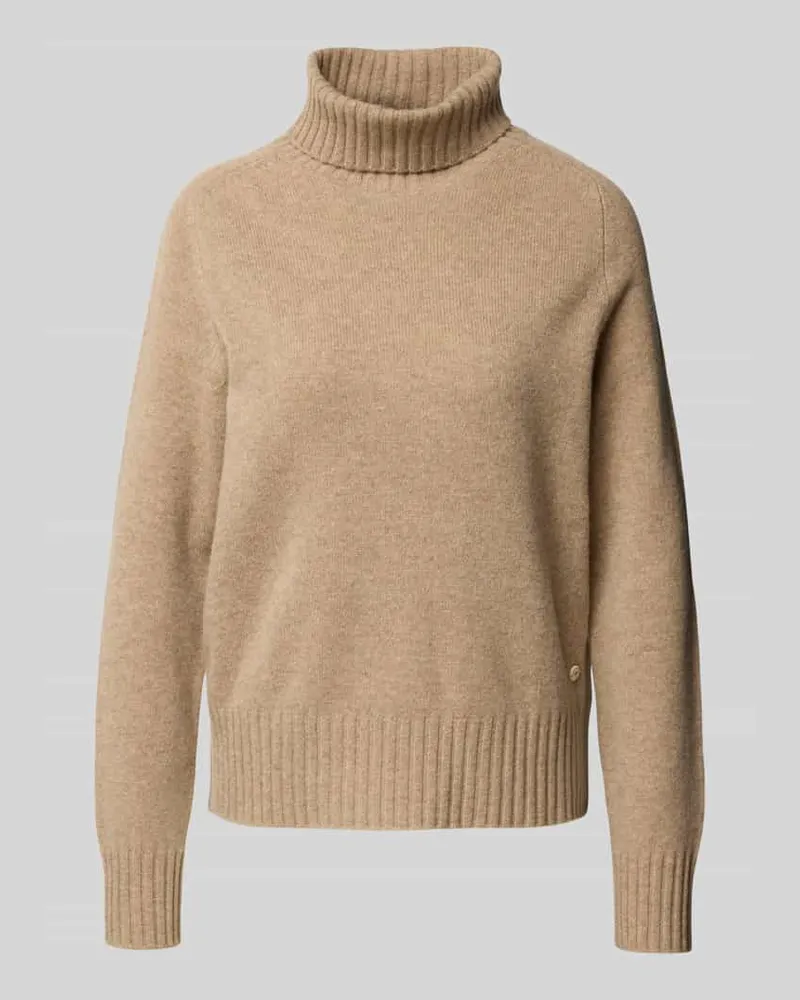 Fynch-Hatton Rollkragenpullover mit gerippten Abschlüssen Beige