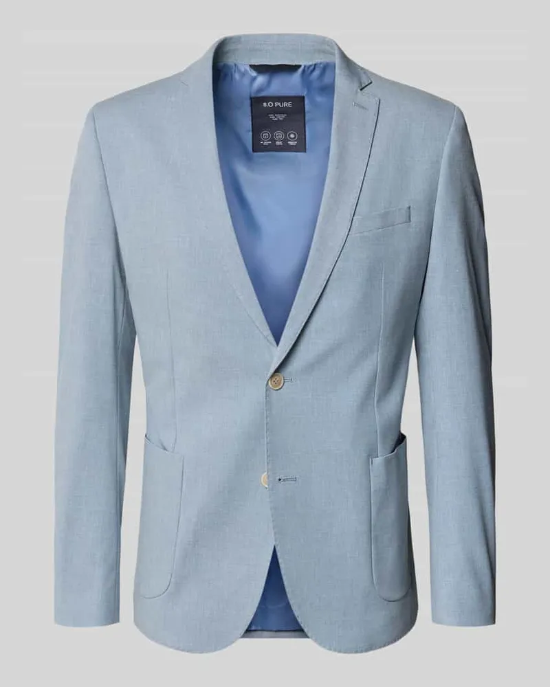 S.Oliver Slim Fit Sakko mit Baumwoll, Viskose und Leinen-Anteil Hellblau