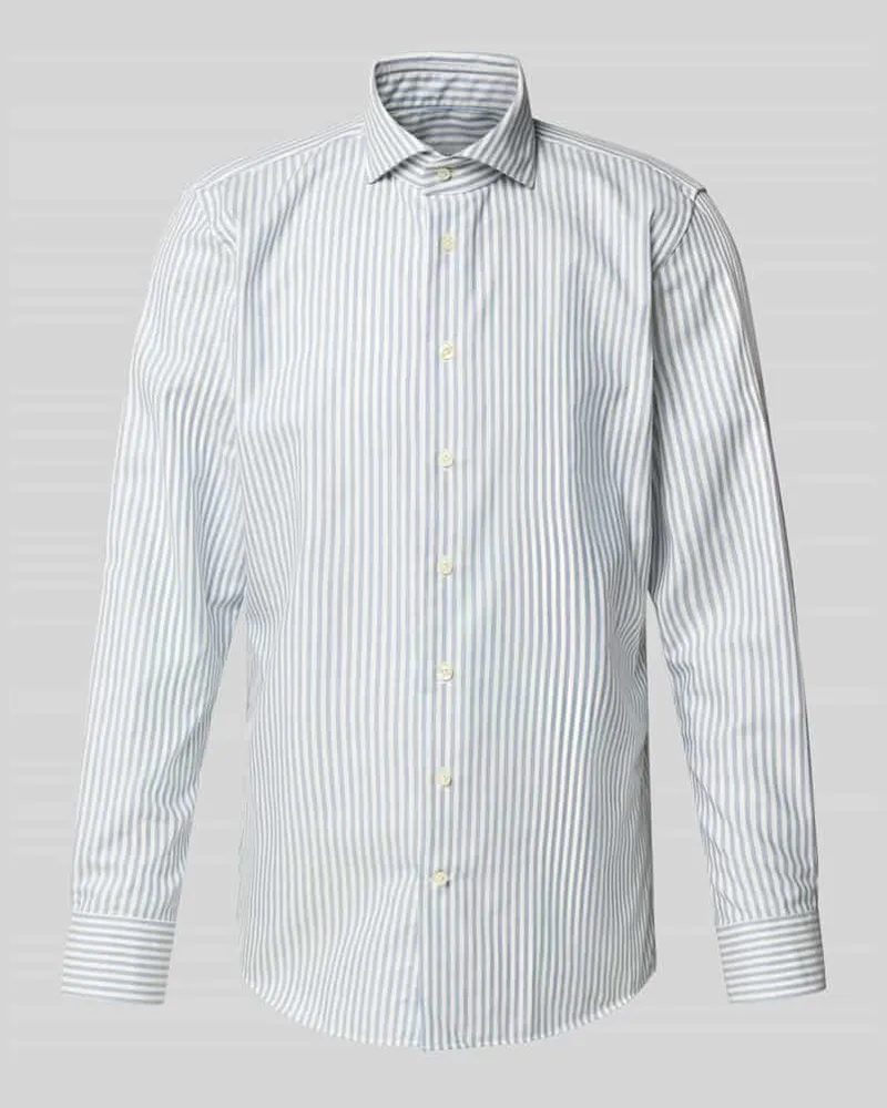 Profuomo Slim Fit Business-Hemd mit Kentkragen Blau