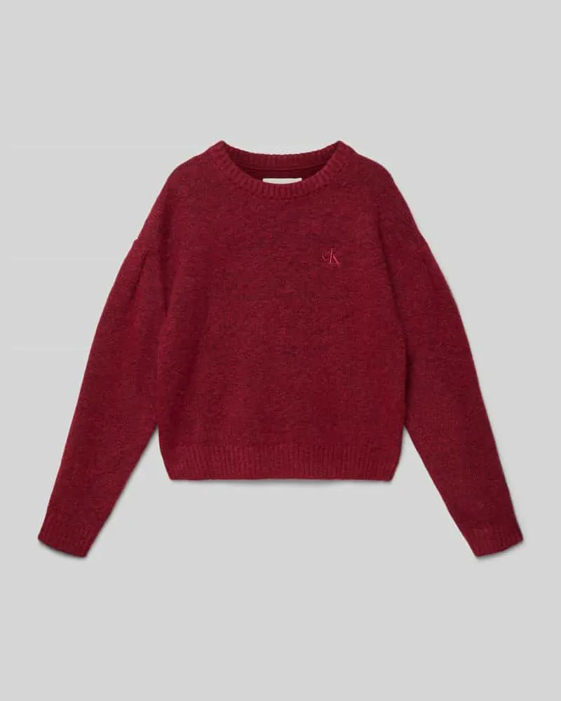 Calvin Klein Strickpullover mit gerippten Abschlüssen Bordeaux