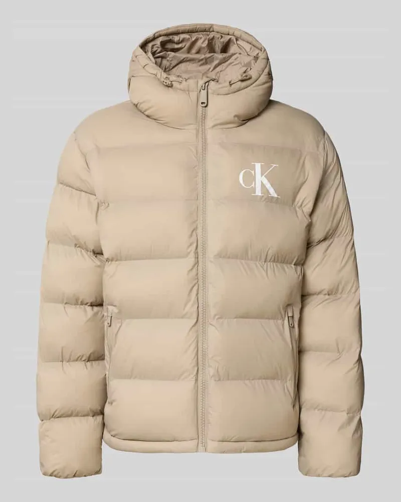 Calvin Klein Regular Fit Steppjacke mit Logo-Print Modell 'Monogram Beige