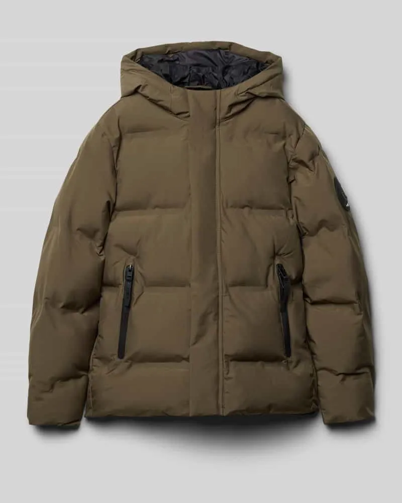 Jack & Jones Regular Fit Steppjacke mit Logo-Applikation Modell 'Fusion Oliv