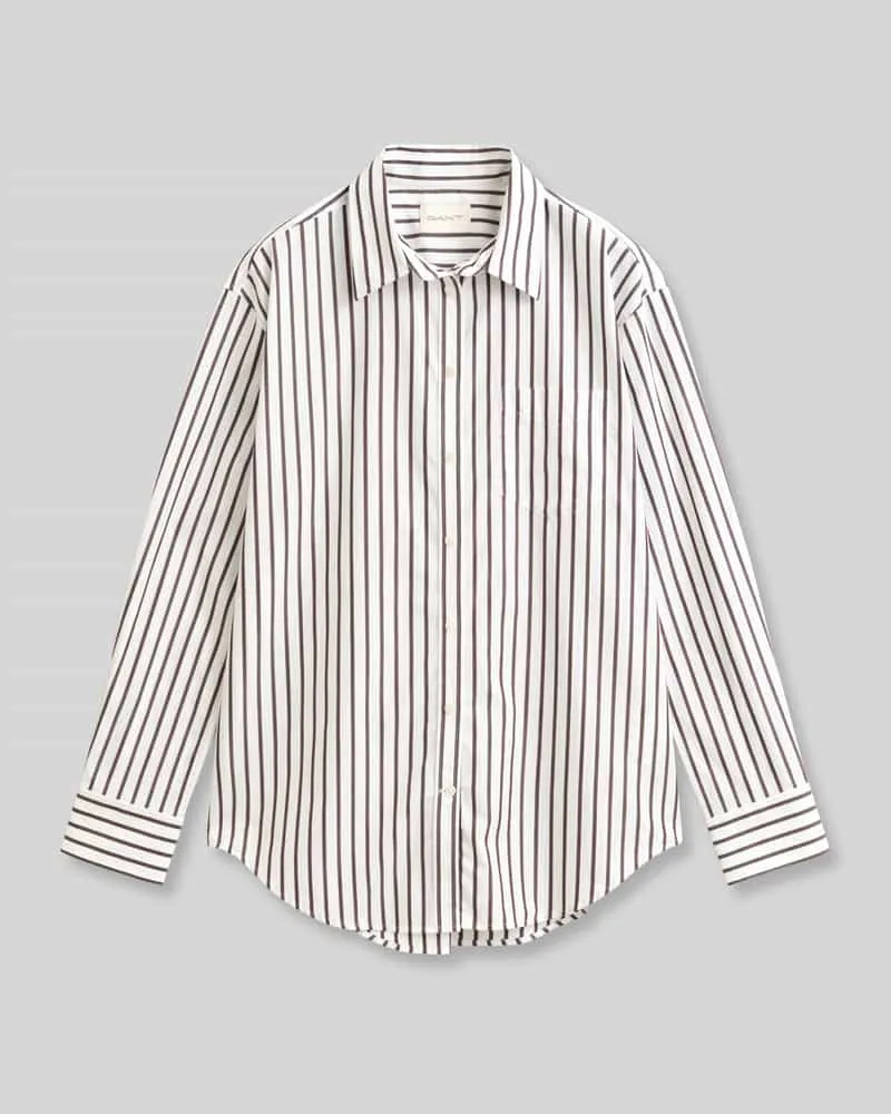 Gant Relaxed Fit Hemdbluse aus reiner Baumwolle Dunkelbraun