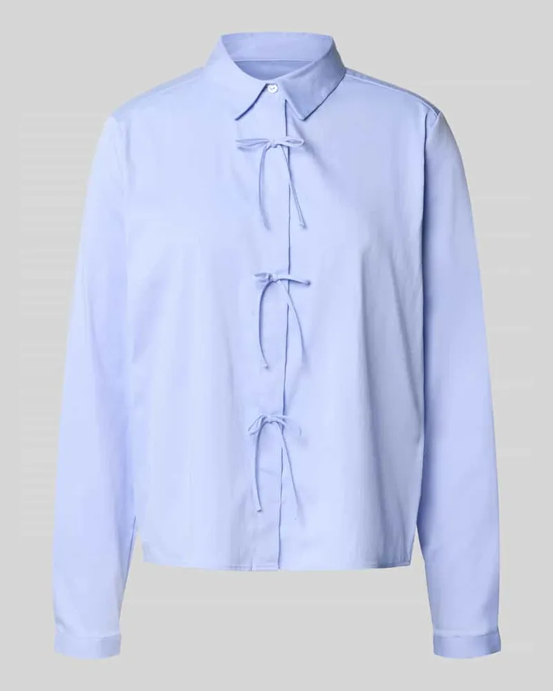 Milano Italy Regular Fit Bluse mit Schleifen-Applikationen Hellblau