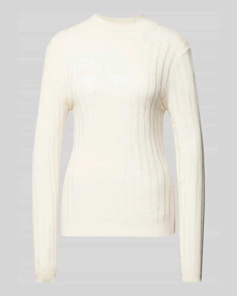 HUGO BOSS Strickpullover mit Strukturmuster Offwhite