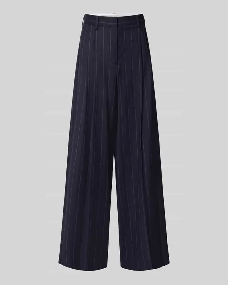 Max Mara Wide Fit Hose aus Schurwoll-Mix Modell 'NEBBIE Marine