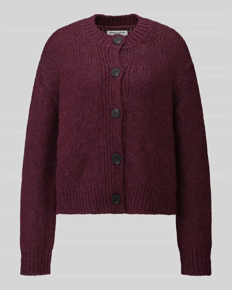 Marc O'Polo Regular Fit Strickjacke aus Schurwoll-Mix mit Alpaka-Anteil Bordeaux