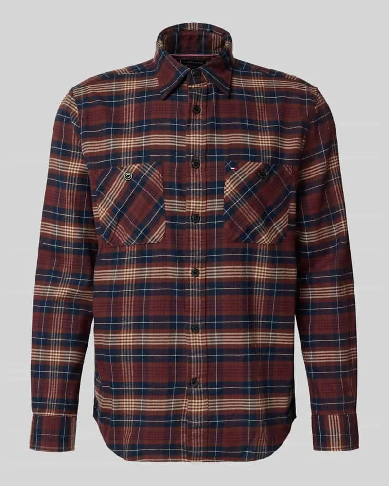 Tommy Hilfiger Regular Fit Freizeithemd aus reiner Baumwolle Modell 'FLANNEL TARTAN Bordeaux