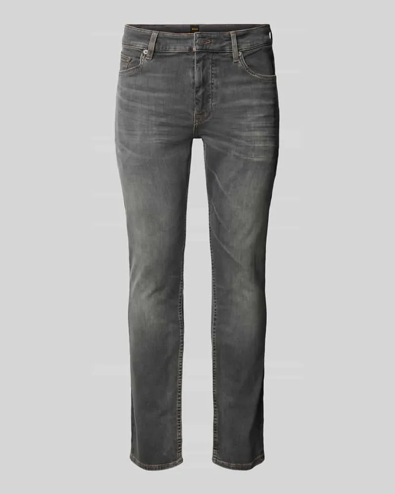 HUGO BOSS Slim Fit Jeans mit Stretch-Anteil Modell 'DELAWARE Mittelgrau