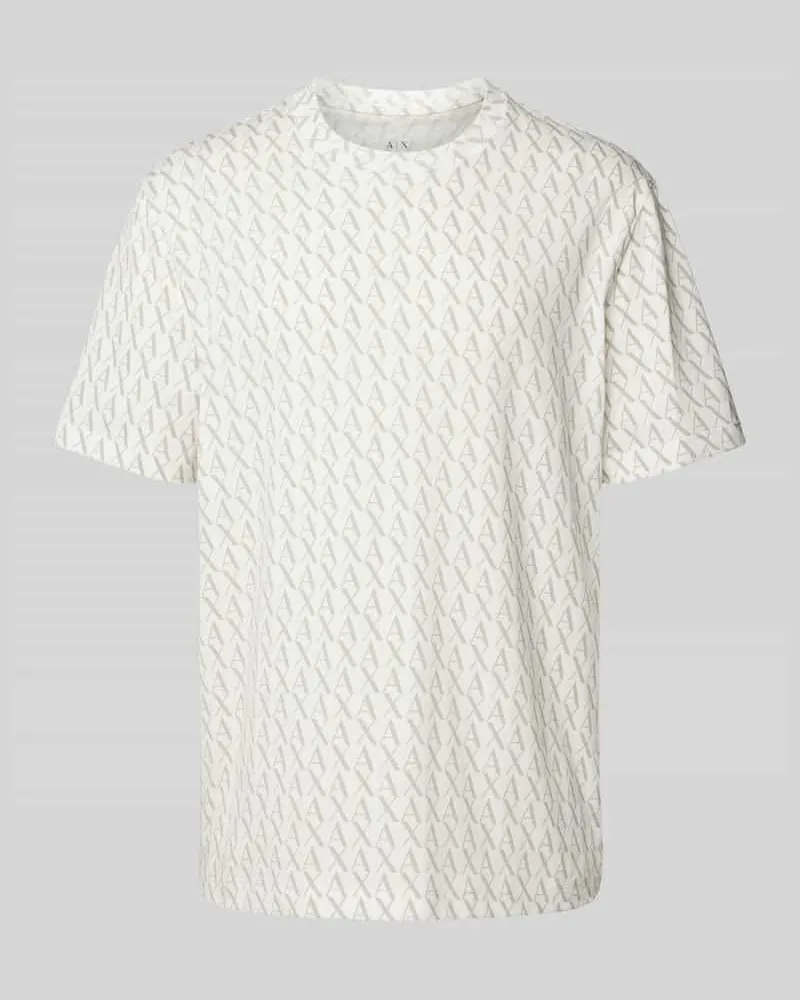 Armani Exchange T-Shirt mit Allover-Label-Print Weiss