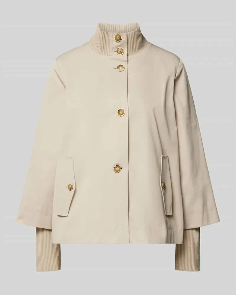 S.Oliver Relaxed Fit Jacke mit langen Strickbündchen Beige