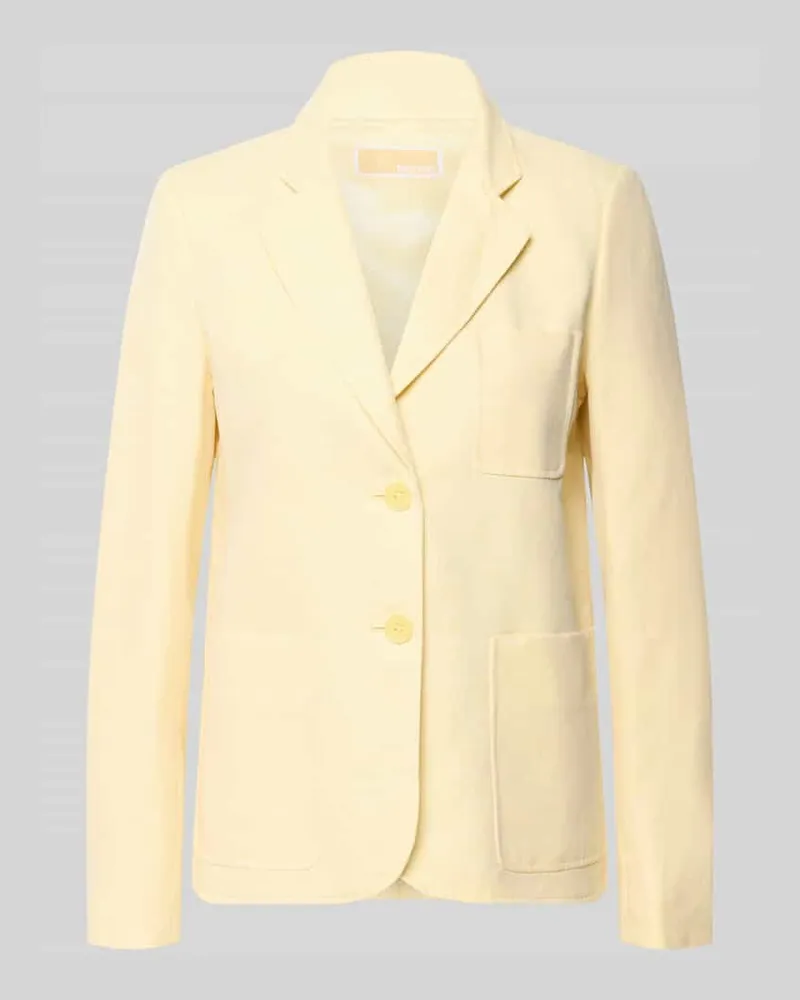 Michael Kors Blazer aus Leinen-Mix mit Reverskragen und Brusttasche Hellgelb