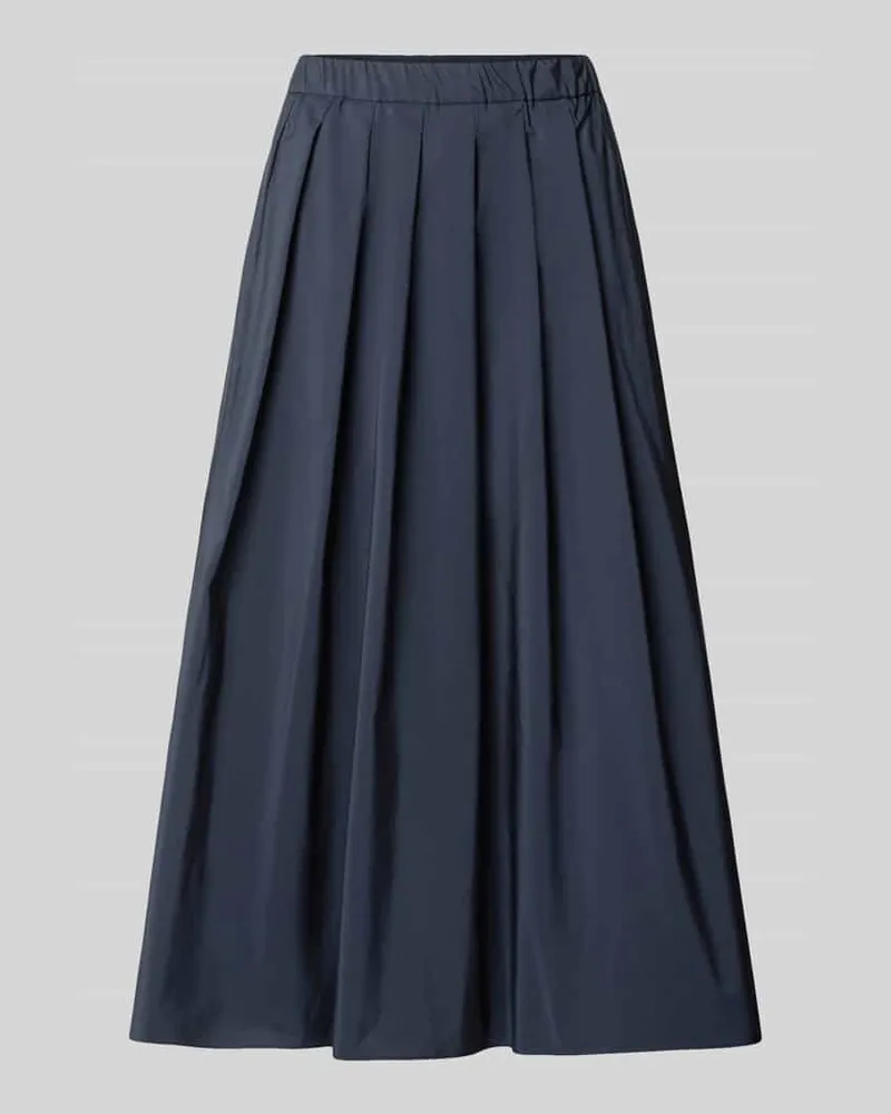 Max Mara Ausgestellter Midi-Rock mit Baumwoll-Anteil Modell 'ALPACA Dunkelblau