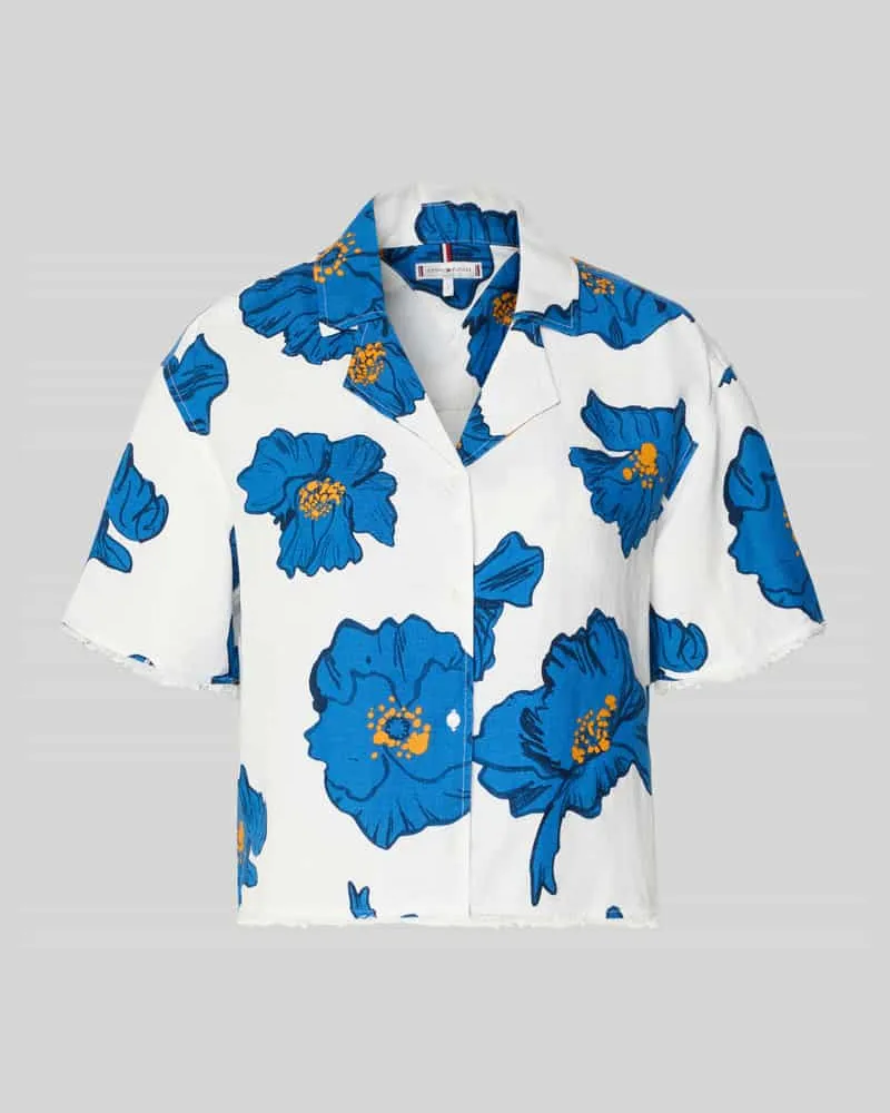 Tommy Hilfiger Boxy Fit Leinenbluse mit Viskose-Anteil Weiss