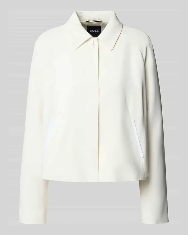 HUGO BOSS Regular Fit Kurzblazer aus reiner Viskose Modell 'JANDERA Offwhite