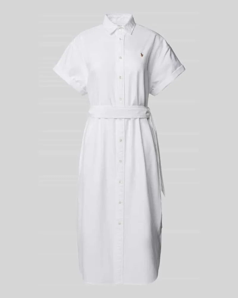 Ralph Lauren Hemdblusenkleid in Midilänge Weiss