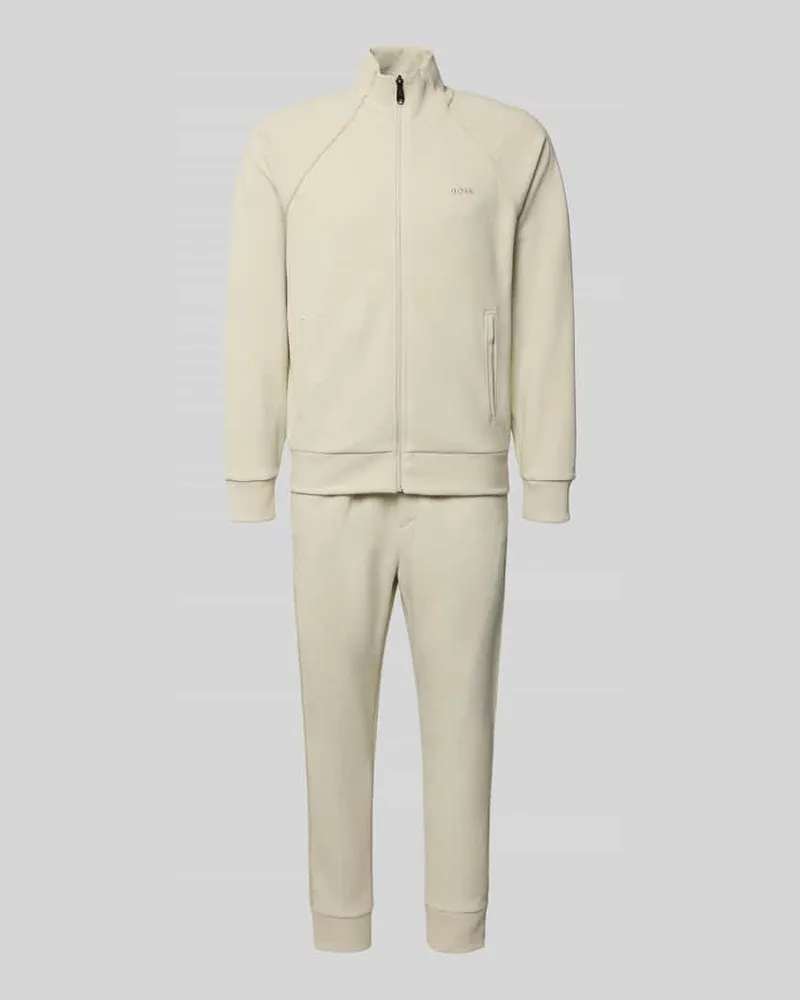 HUGO BOSS Regular Fit Sweat-Anzug aus Baumwoll-Mix Modell 'TRACKSUIT SET Offwhite