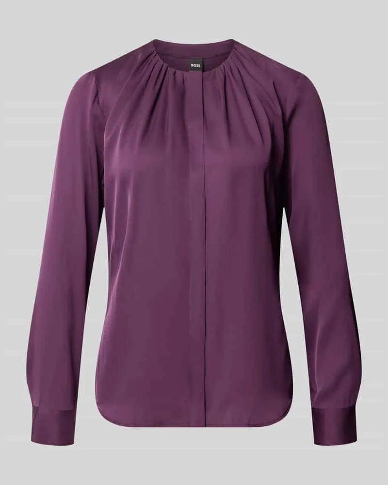 HUGO BOSS Seidenbluse mit Faltenlegung Lila
