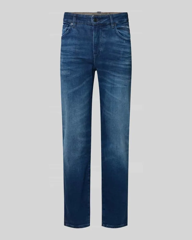 HUGO BOSS Straight Fit Jeans aus Baumwoll-Mix Modell 'RE.MAINE Blau
