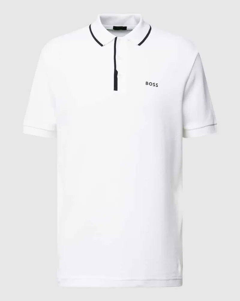 HUGO BOSS Regular Fit Poloshirt mit Label-Print Weiss