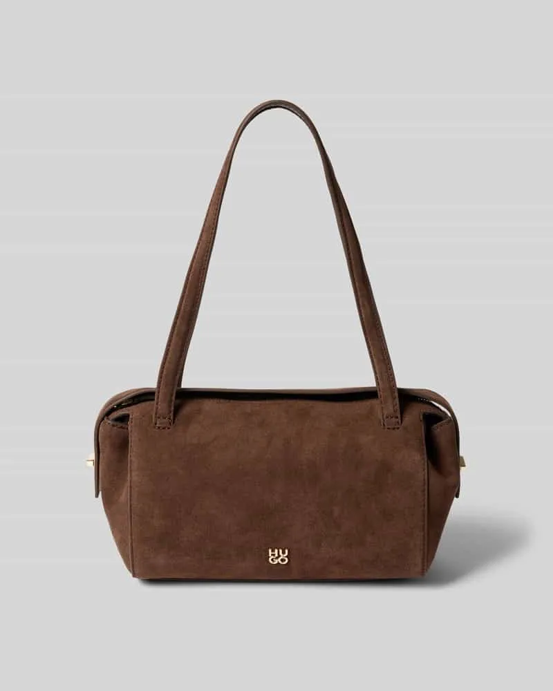 HUGO BOSS Henkeltasche in Veloursleder-Optik Modell 'Meelo S_Duffle SM Dunkelbraun