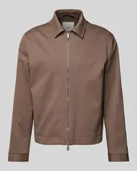 Calvin Klein Slim Fit Hemdjacke mit Zweiwege-Reißverschluss Cognac