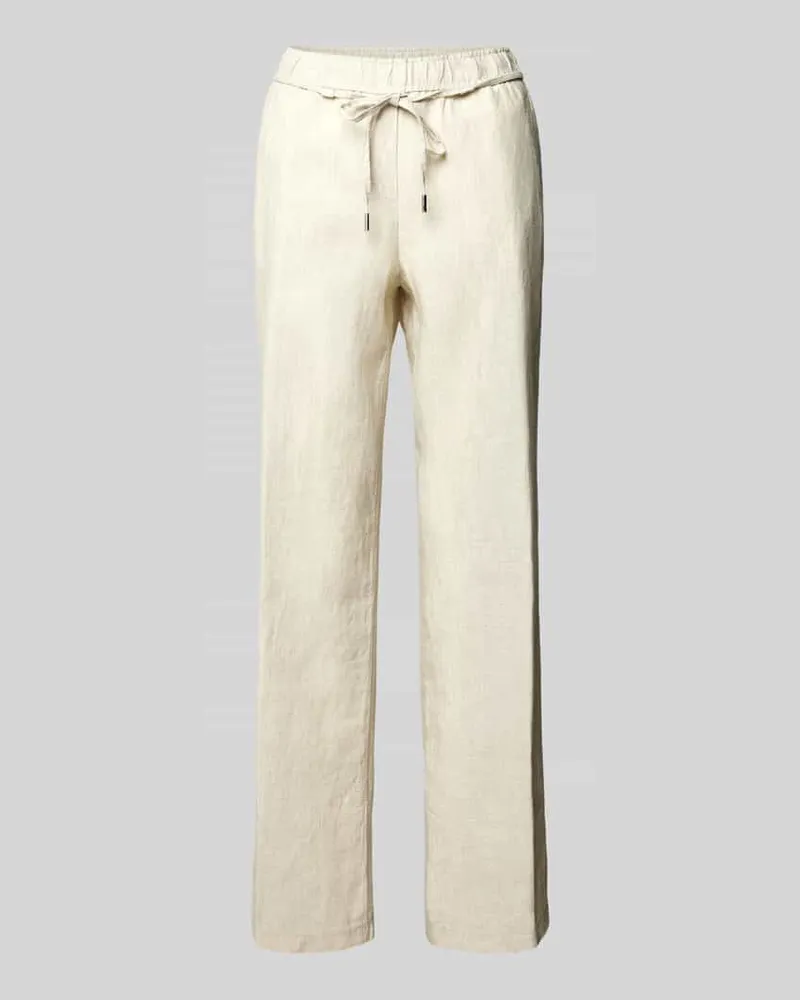 Brax Straight Leg Leinenhose mit Bindegürtel Modell 'STYLE.FARINA Beige