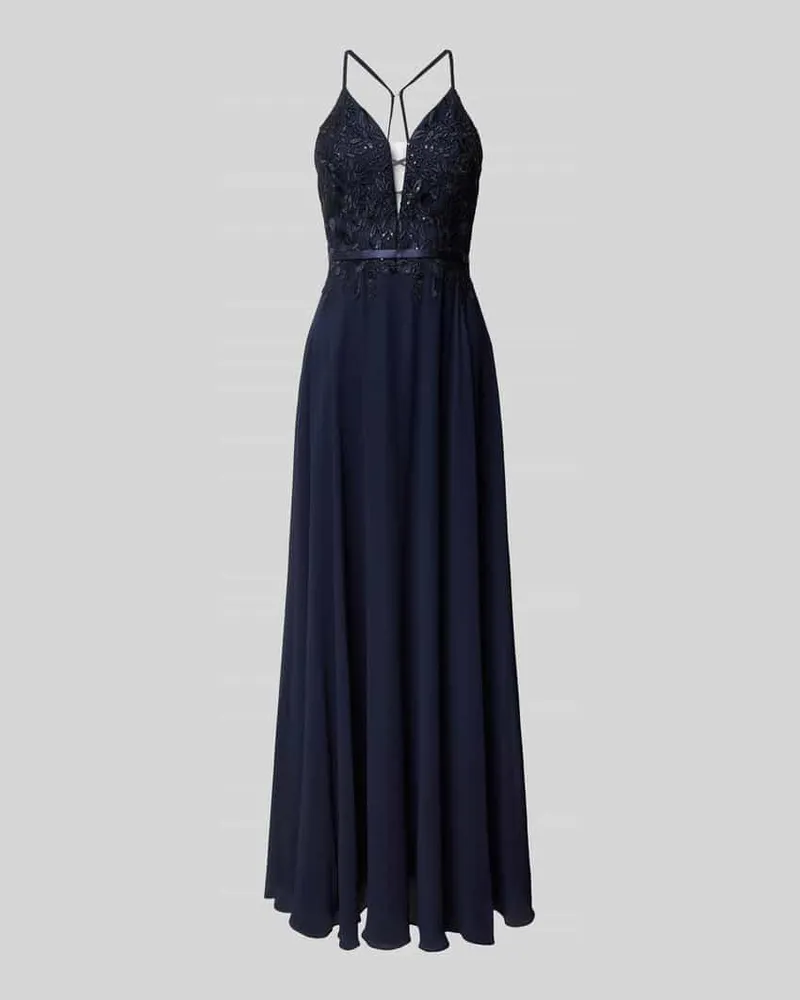 Vera Mont Abendkleid mit Häkelspitze Marine