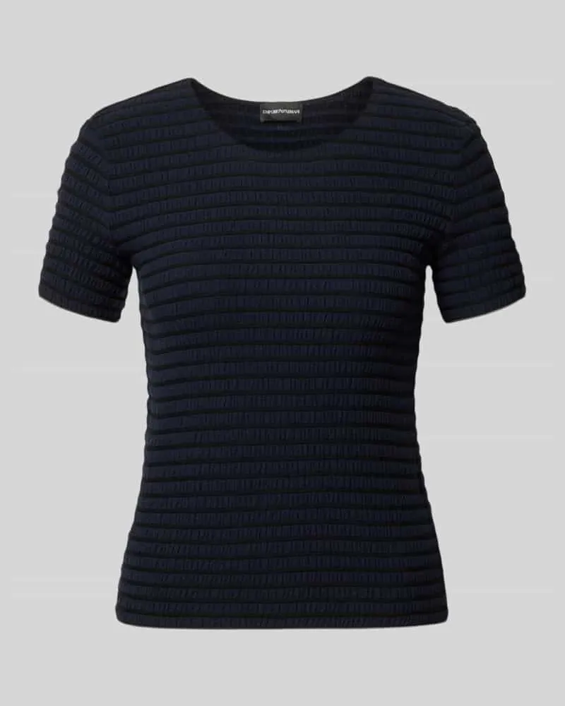 Emporio Armani T-Shirt aus Viskose-Mix mit Rundhalsausschnitt Dunkelblau