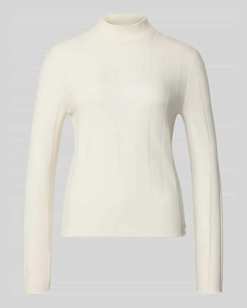 Marc Cain Strickpullover aus Schurwolle-Mix mit Stehkragen Offwhite