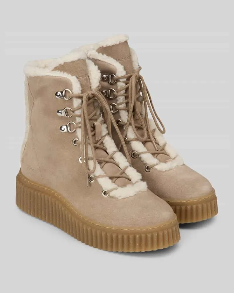 Marc O'Polo Schnürstiefel aus Rindsvelours Modell 'Bianca Taupe