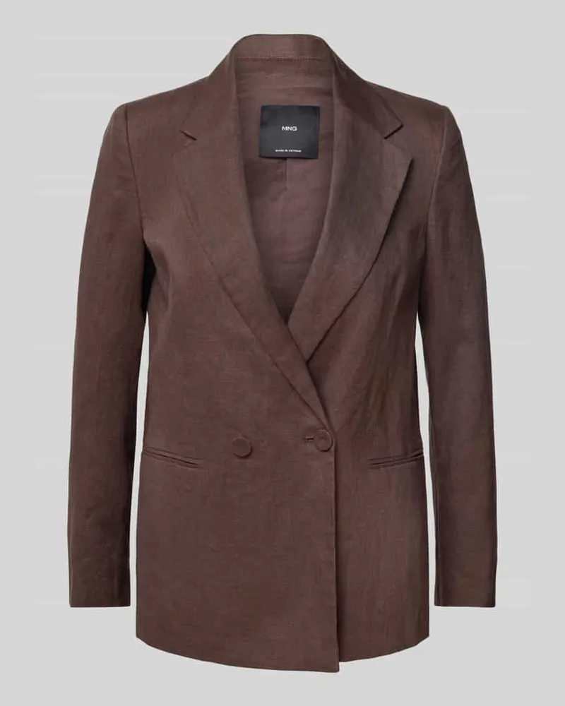 Mango Regular Fit Blazer aus reinem Leinen Modell 'TEMPOLI Dunkelbraun