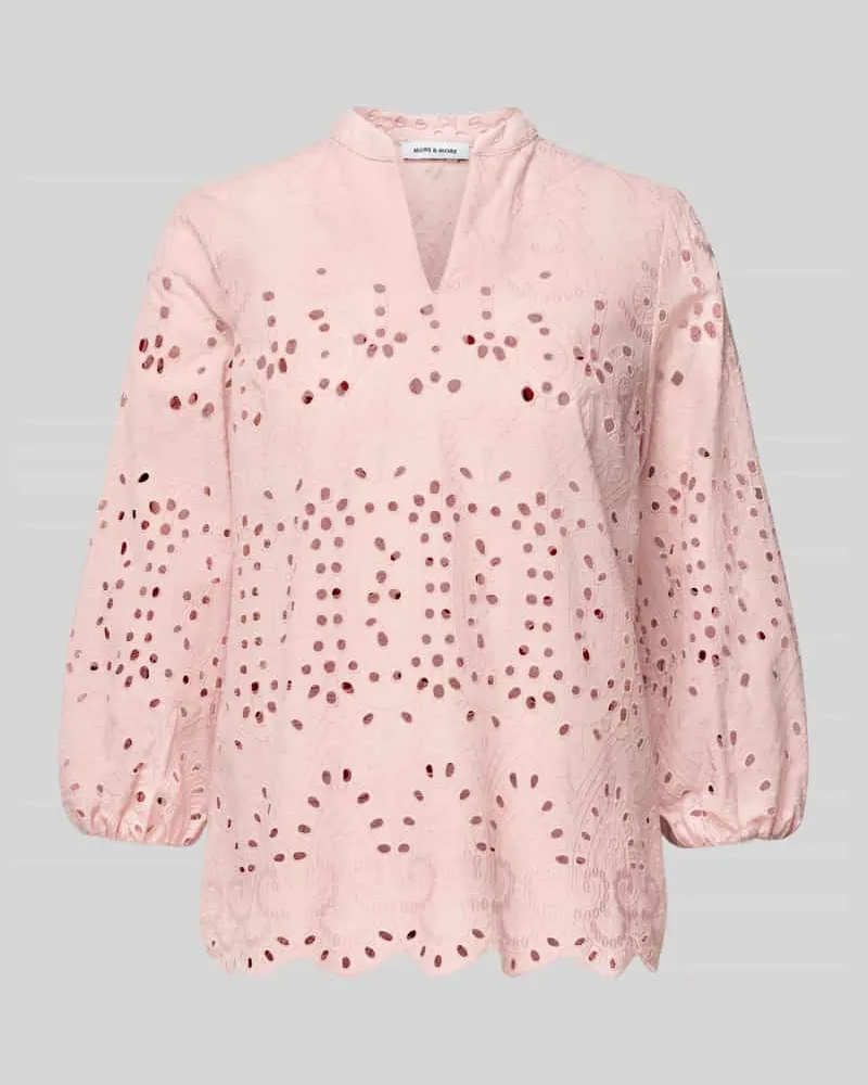 More & More Regular Fit Bluse mit Lochstickerei Rose