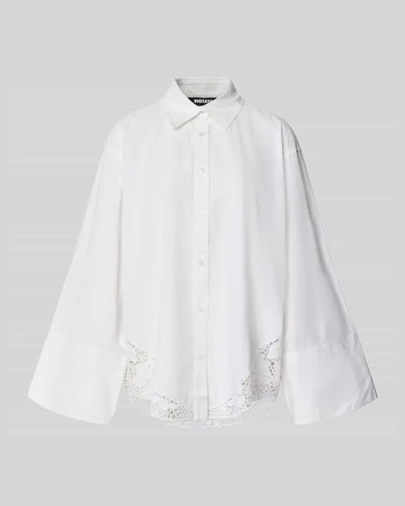 ROTATE Birger Christensen Oversized Hemdbluse mit Spitzenbesatz Weiss