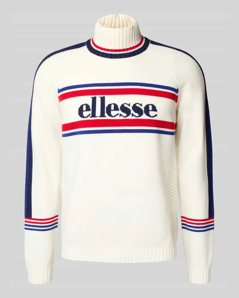 Ellesse Strickpullover mit Stehkragen Modell 'PELLINI Offwhite