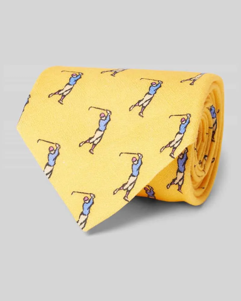 Ralph Lauren Leinenkrawatte mit Motiv-Print Gelb