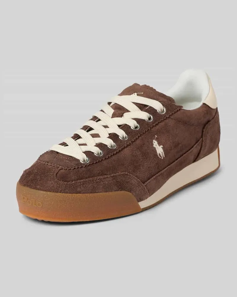 Ralph Lauren Low Top Sneaker aus echtem Veloursleder Modell 'HESTER Dunkelbraun