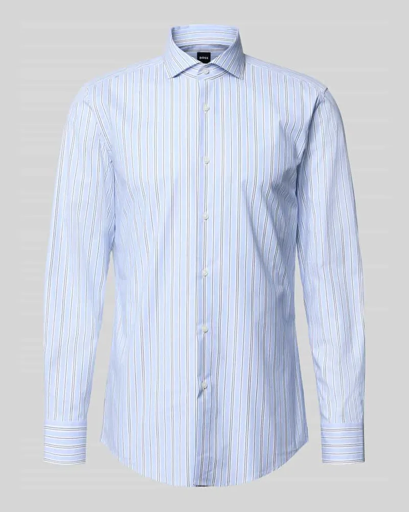 HUGO BOSS Slim Fit Businesshemd aus Baumwoll-Mix Modell 'HANK-SP Bleu