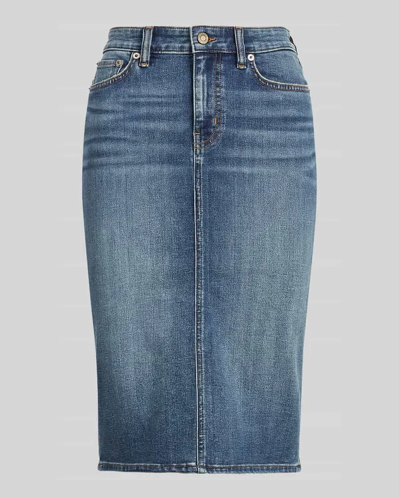 Ralph Lauren Regular Fit Midi-Rock aus Denim Jeansblau