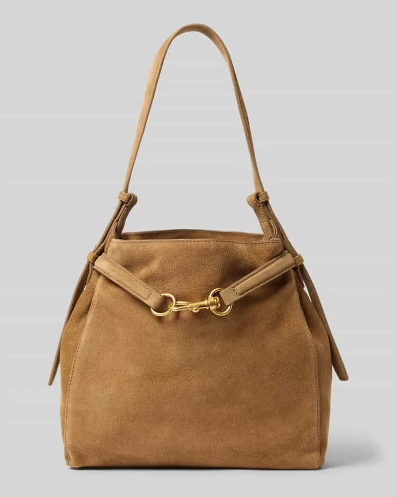Mango Handtasche aus Rindsleder mit Karabiner Modell 'CHUS Dunkelbraun