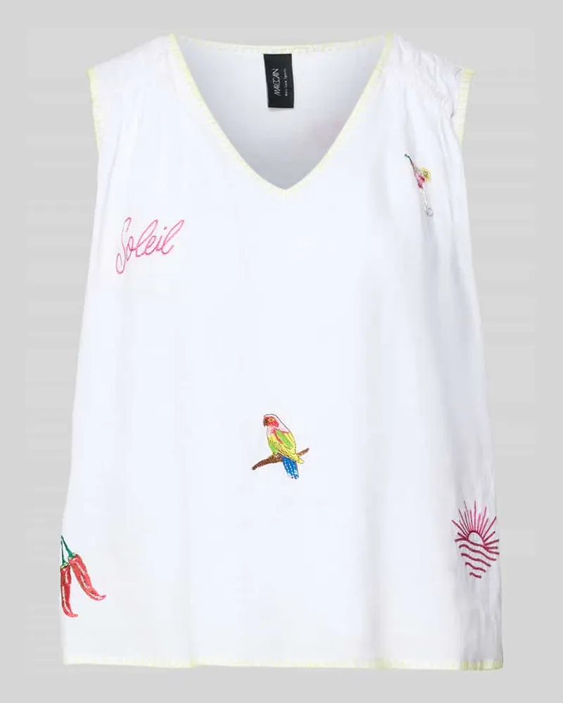 Marc Cain Blusentop mit Stitchings Weiss